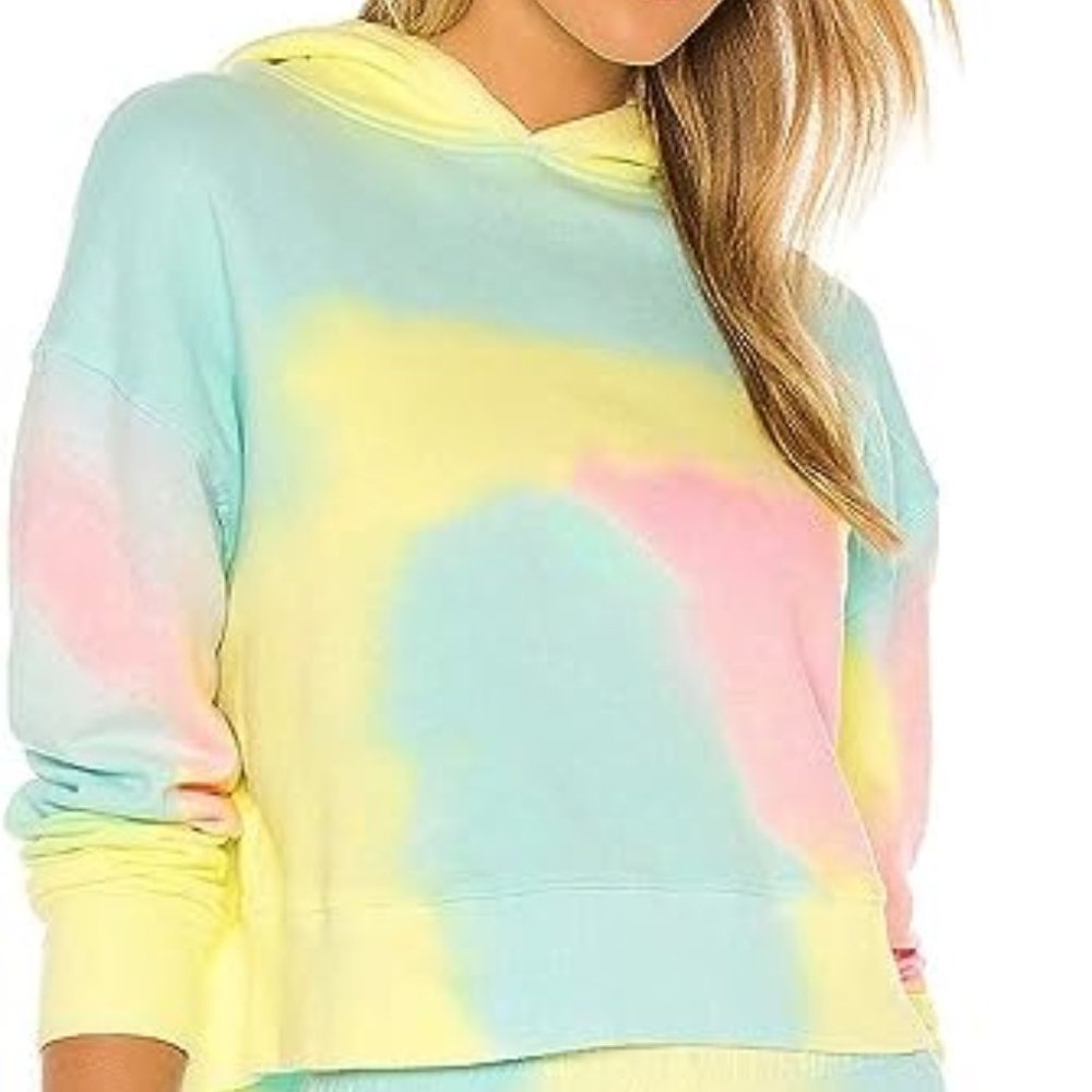 NWT! Frankies Bikinis Burl Sweatshirt Rainbow Tie Dye Multi,‎ Large
